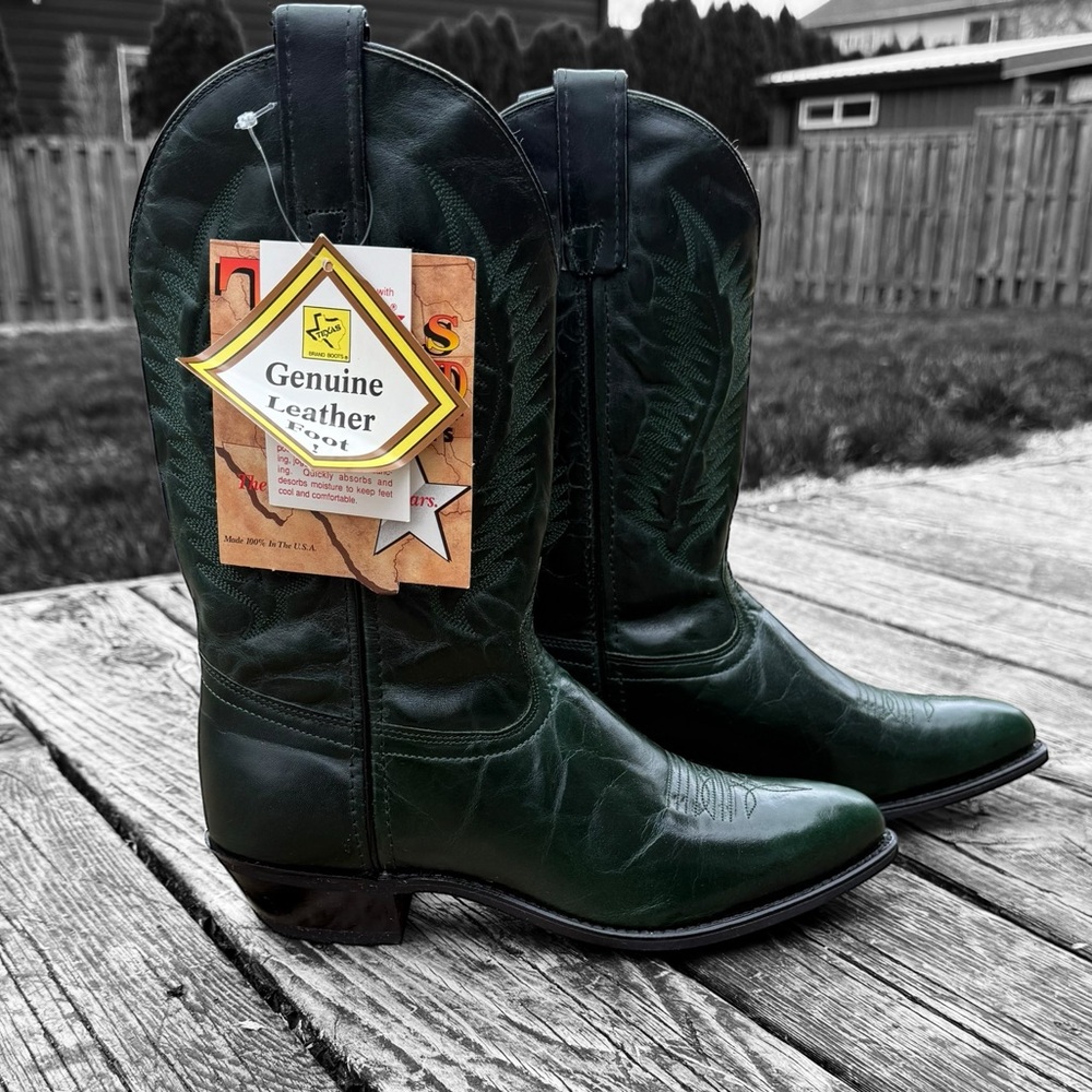 Vintage Green Texas Brand Women’s Cowboy Boots~ Dead Stock NWT - Picture 5 of 9